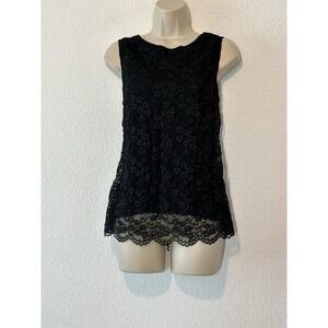 Women's Top Black Lace Sleeveless Whimsigoth‎ Dark Fairy Large